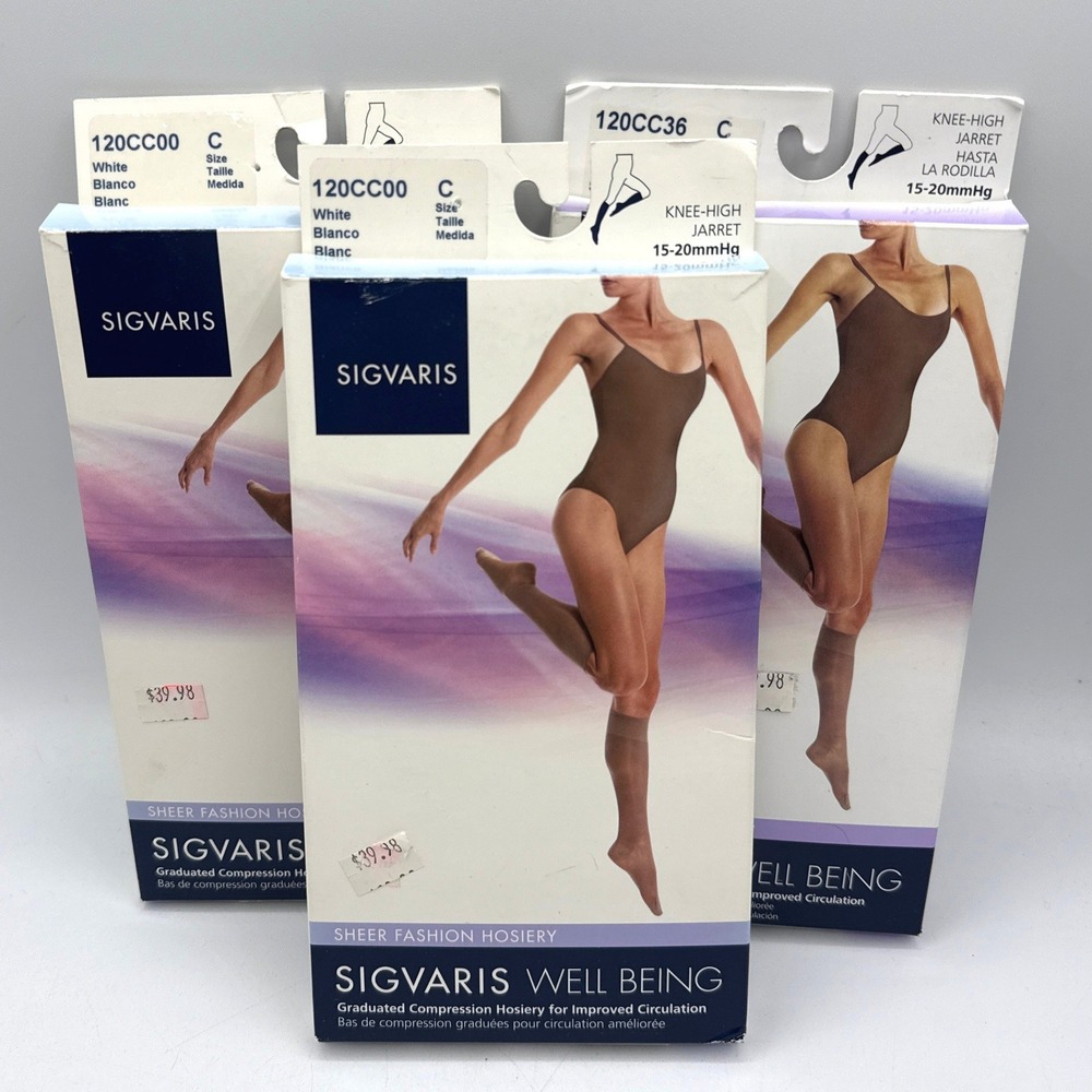Sigvaris Well Being Compression Stockings Women Size C 15-20mmHg 3pk READ